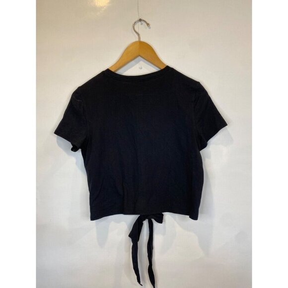 Lululemon 4 Black Short Sleeve Time To Restore Tie Front Crop Tee - Picture 4 of 8